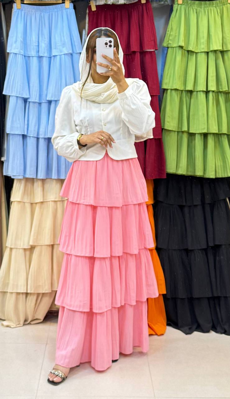 دامن حریر طبقه ای زنانه کد 418561