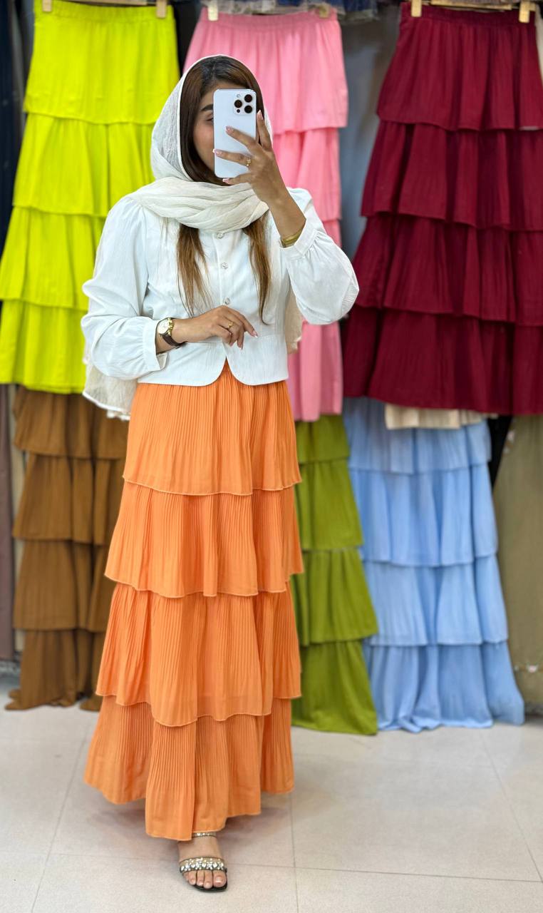 دامن حریر طبقه ای زنانه کد 418561