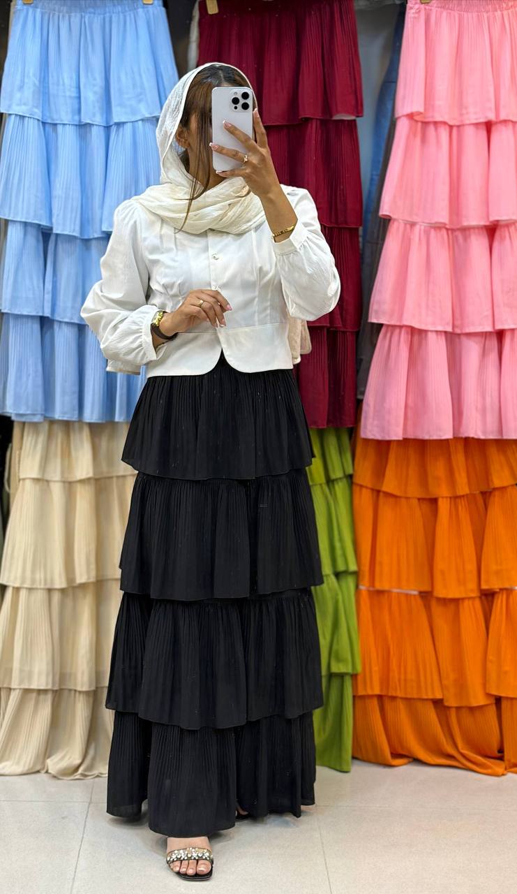 دامن حریر طبقه ای زنانه کد 418561