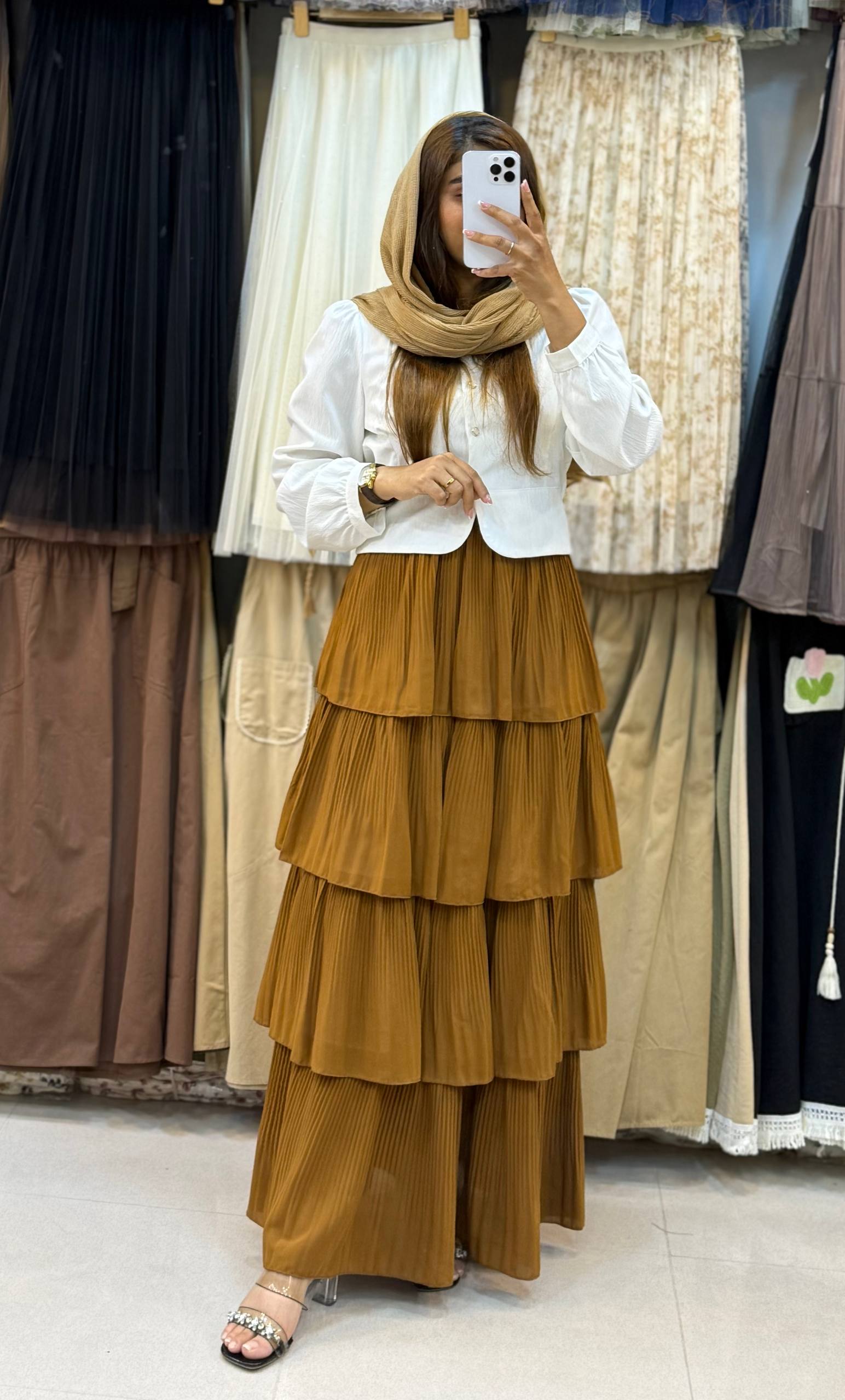 دامن حریر طبقه ای زنانه کد 418561