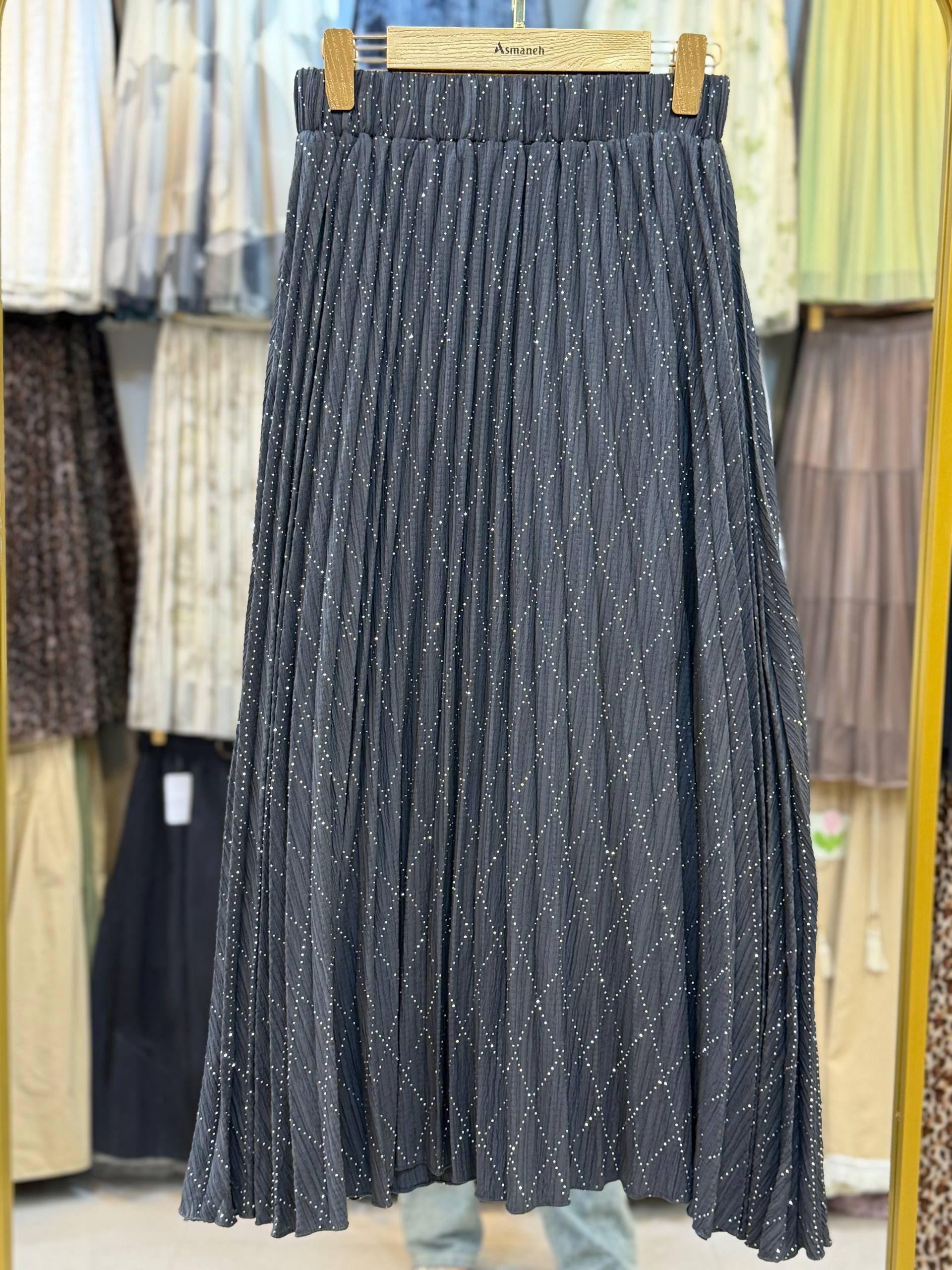 دامن پلیسه نگین دار زنانه کد 418568