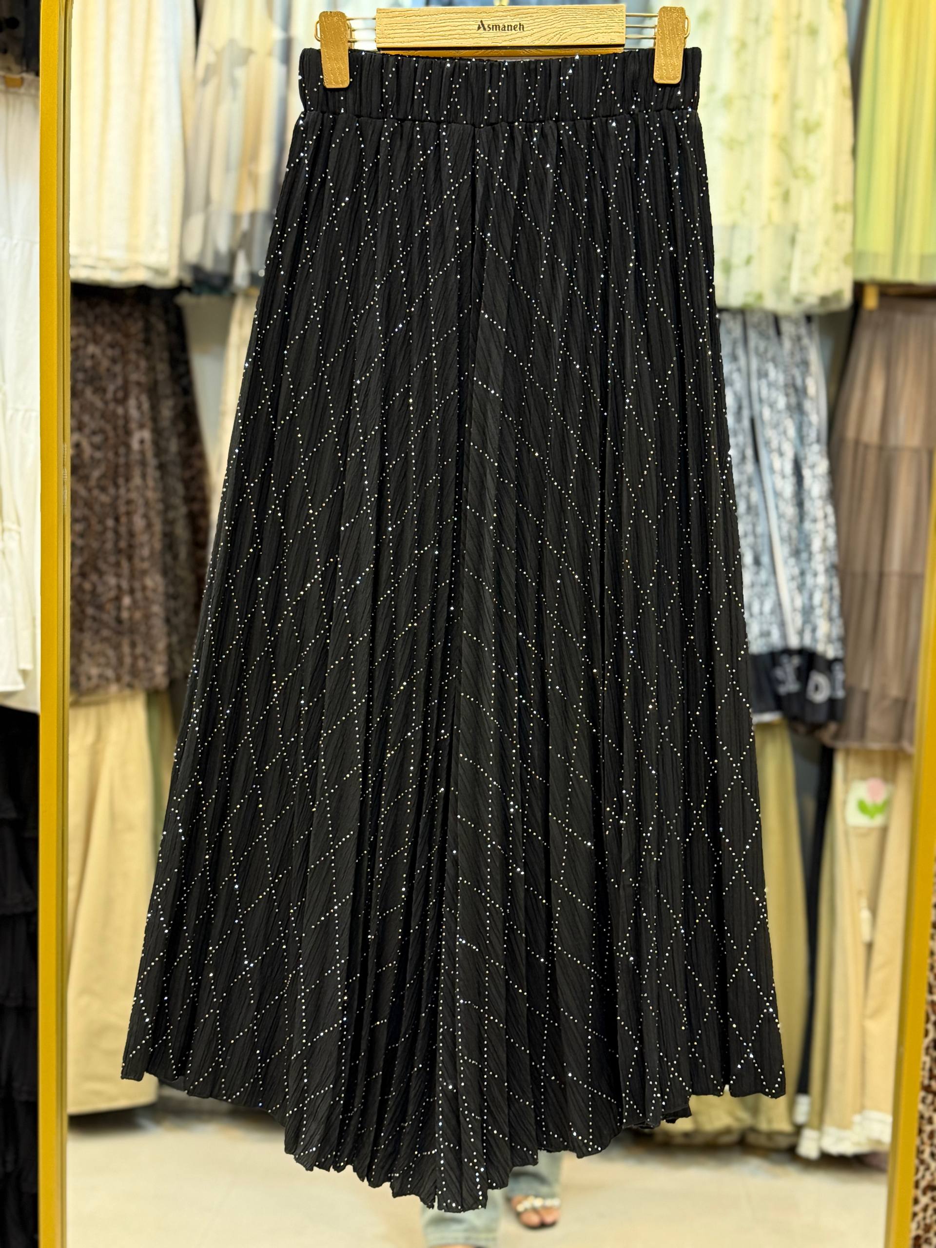 دامن پلیسه نگین دار زنانه کد 418568