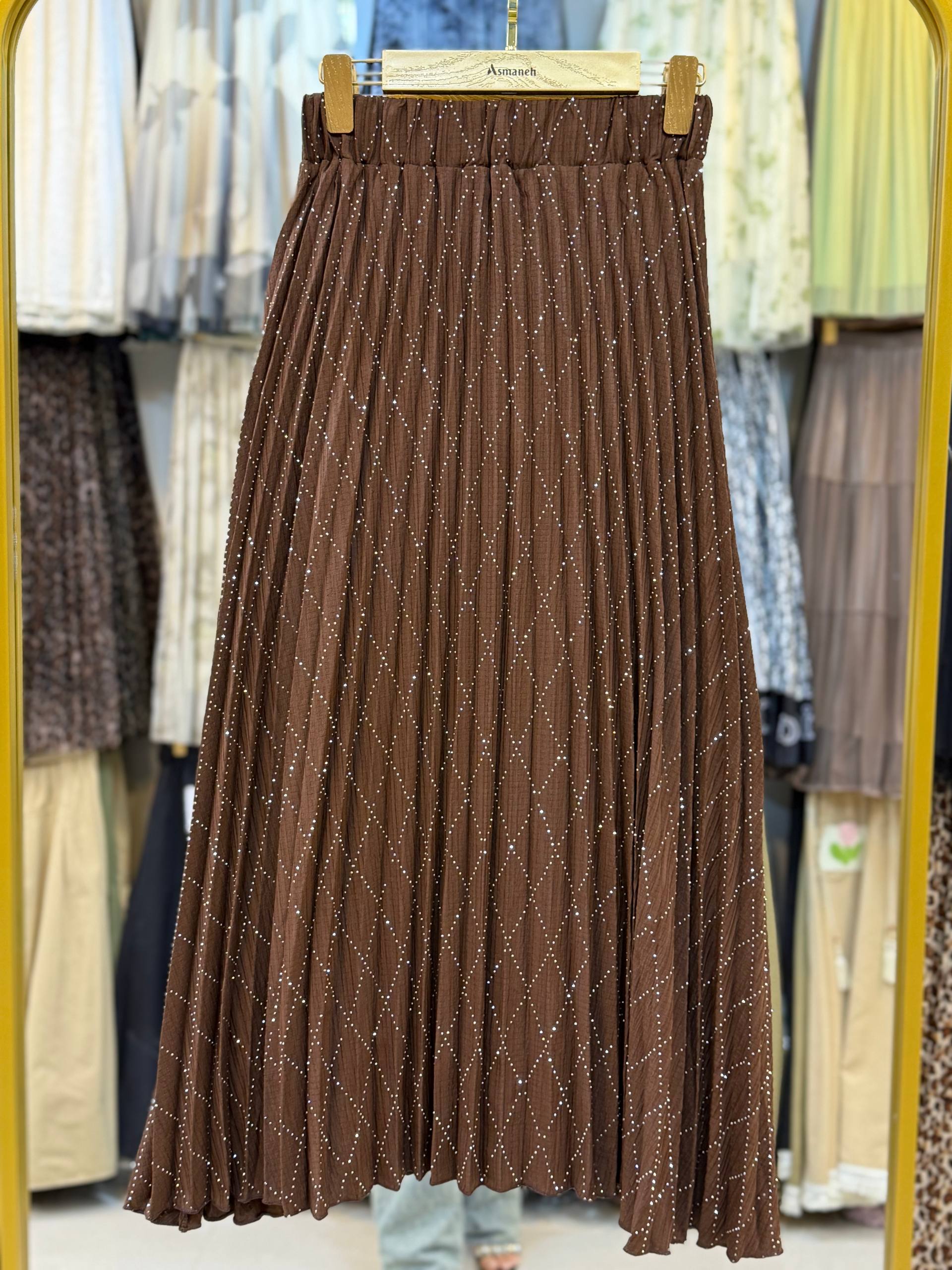 دامن پلیسه نگین دار زنانه کد 418568