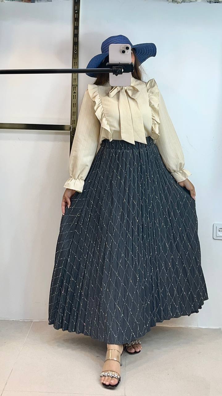 دامن پلیسه نگین دار زنانه کد 418568