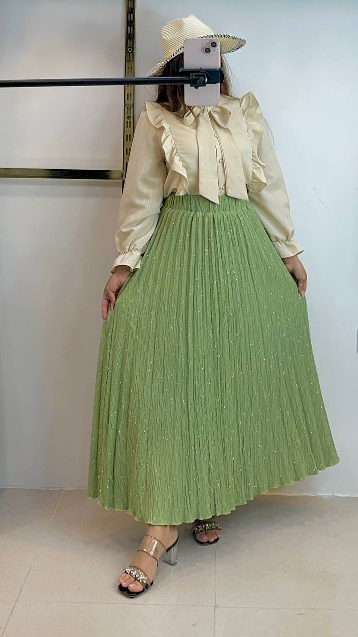 دامن پلیسه نگین دار زنانه کد 418568