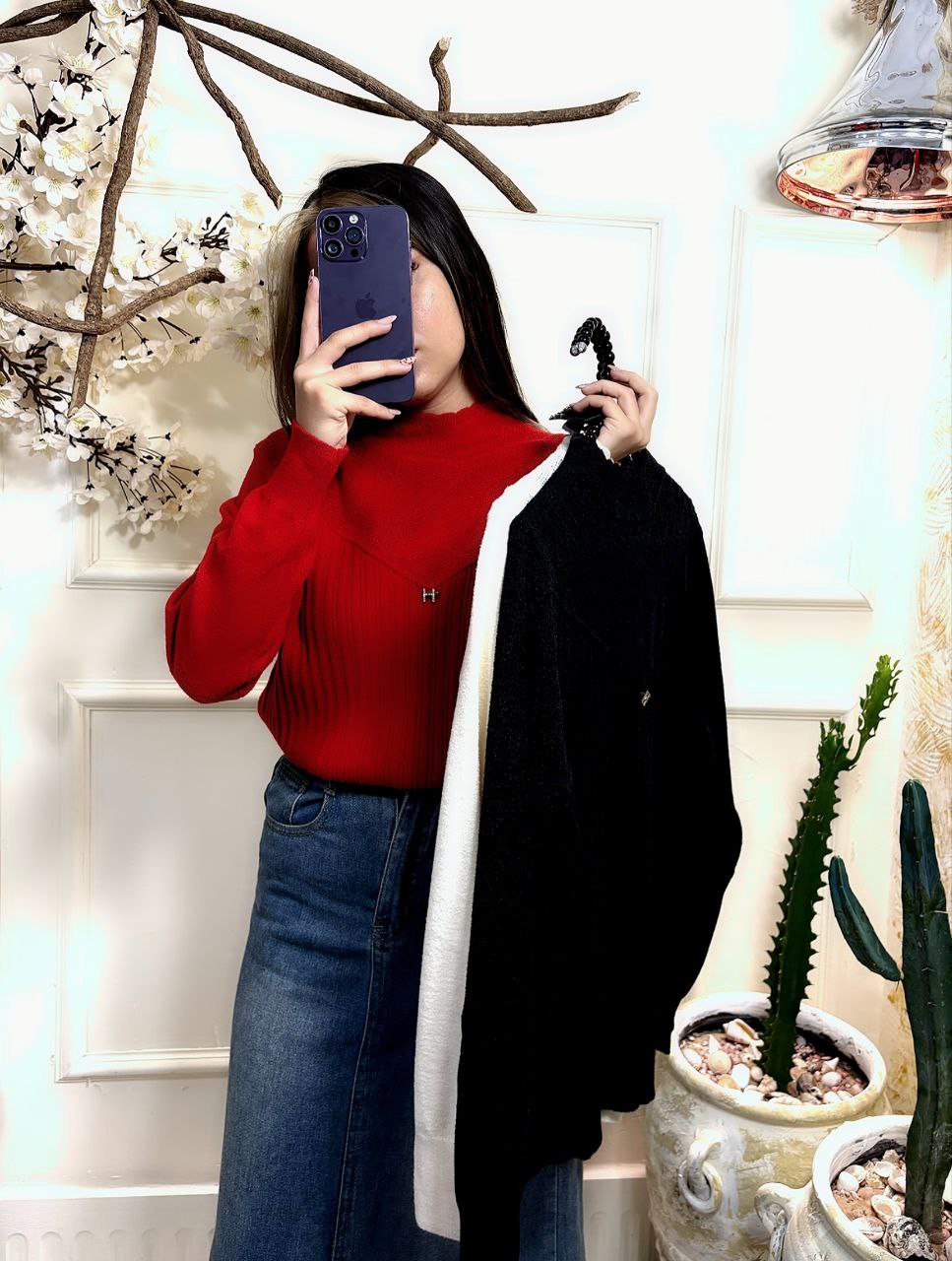 بلوز بافت مجلسی گرم بالا زنانه کد 418595