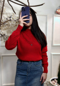 بلوز بافت مجلسی گرم بالا زنانه کد 418595