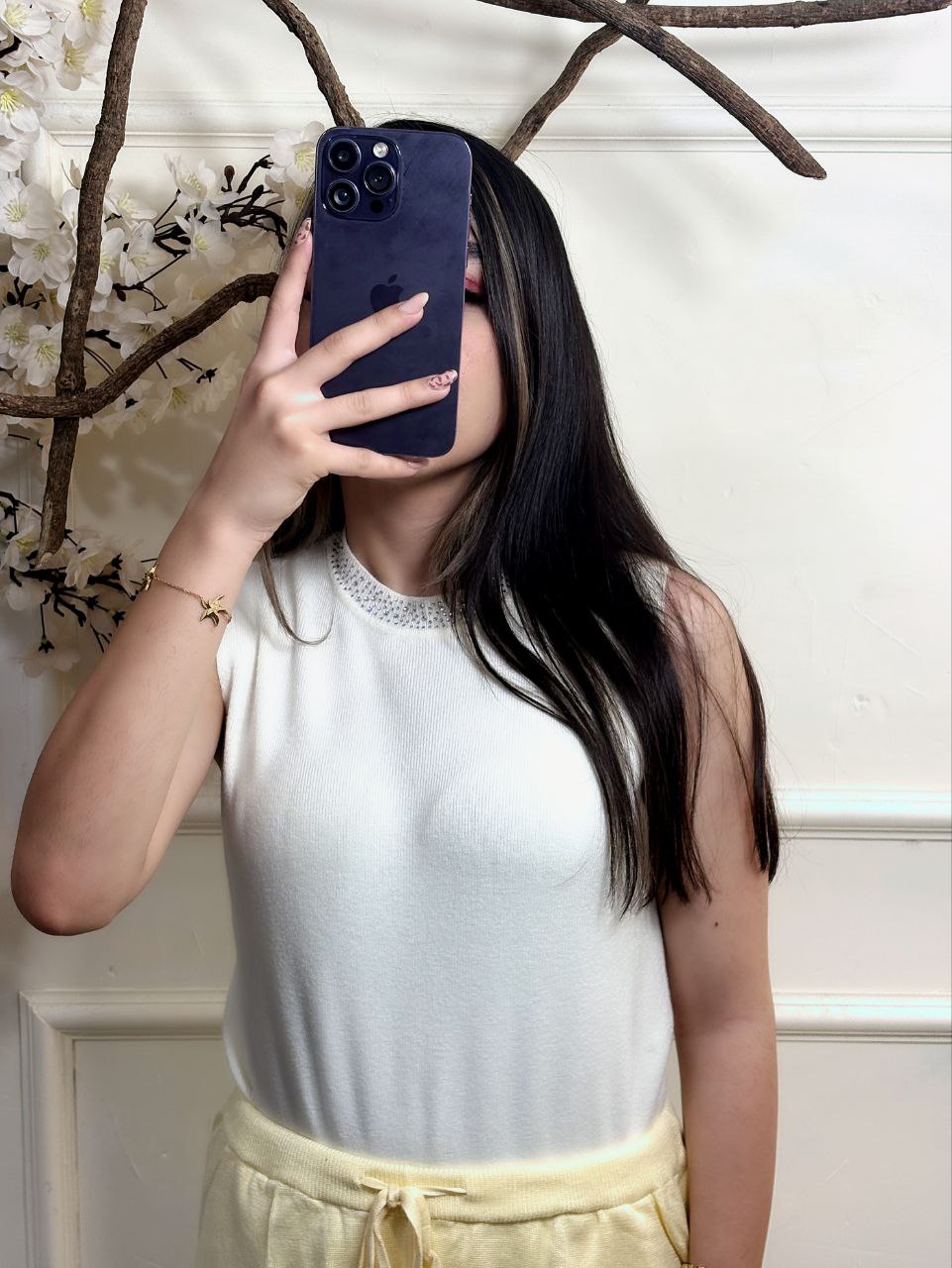 تاپ بافت یقه نگینی زنانه کد 418597