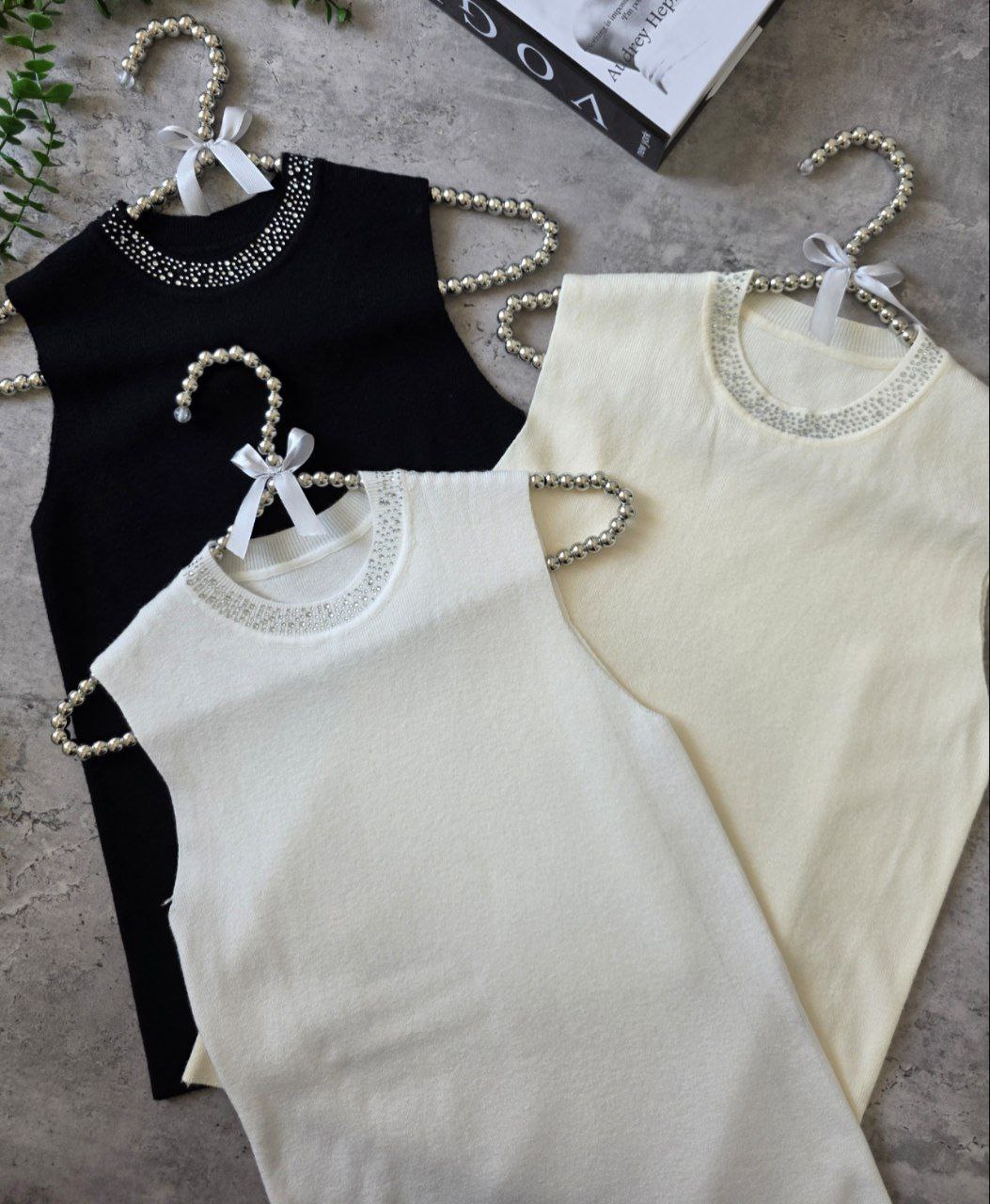 تاپ بافت یقه نگینی زنانه کد 418597