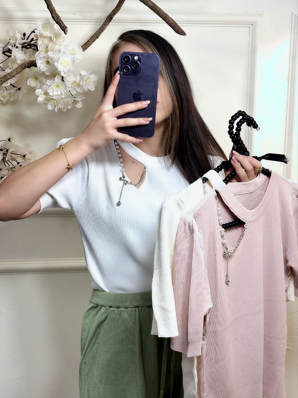 بلوز کریستال آستین کوتاه زنانه کد 418606