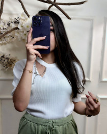 بلوز کریستال آستین کوتاه زنانه کد 418606