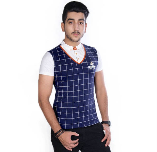 تی شرت مردانه یقه دار 11076 مارک B ARDFW