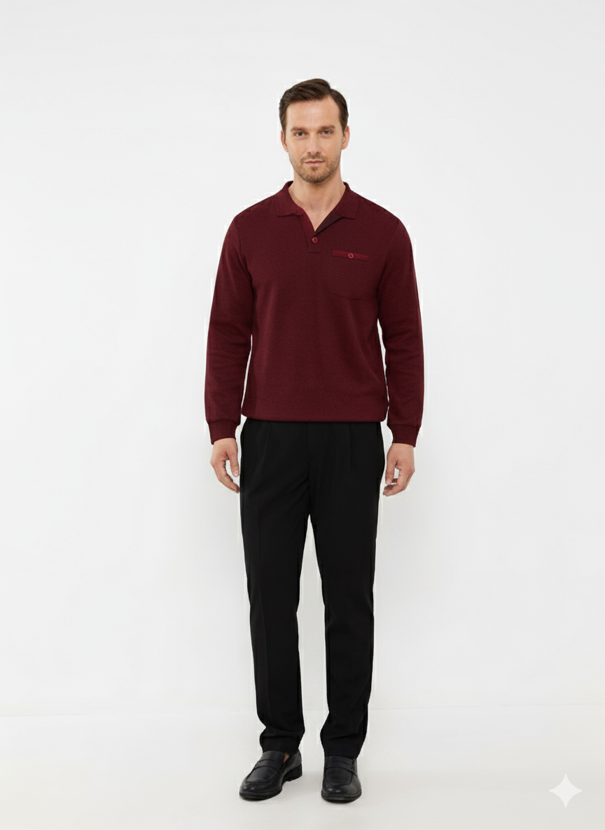 بلوز یقه دار مردانه 29406 مارک LC WAIKIKI