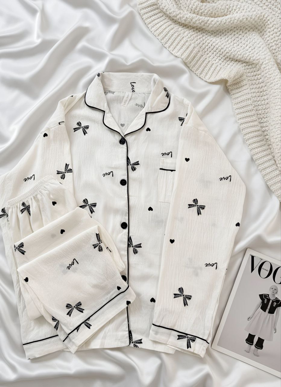 ست دو تیکه موسیلین نخی آستین بلند زنانه کد 418628