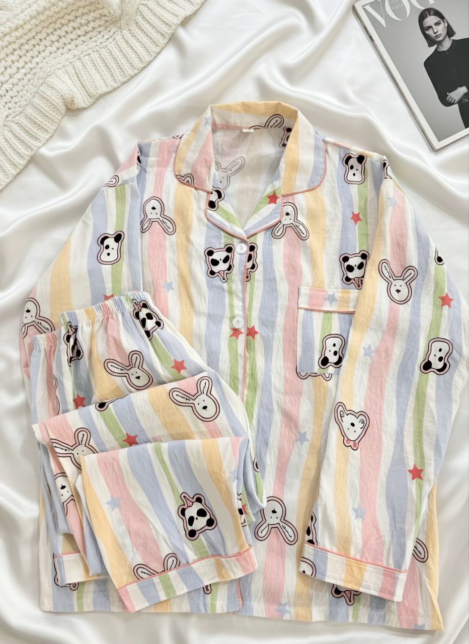 ست دو تیکه موسیلین نخی آستین بلند زنانه کد 418629