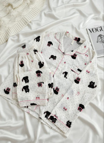 ست دو تیکه موسیلین نخی آستین بلند زنانه کد 418633