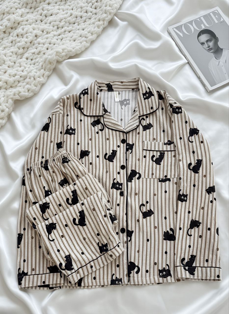 ست دو تیکه موسیلین نخی آستین بلند زنانه کد 418636