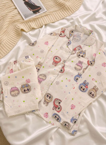 ست دو تیکه موسیلین نخی آستین بلند زنانه کد 418639