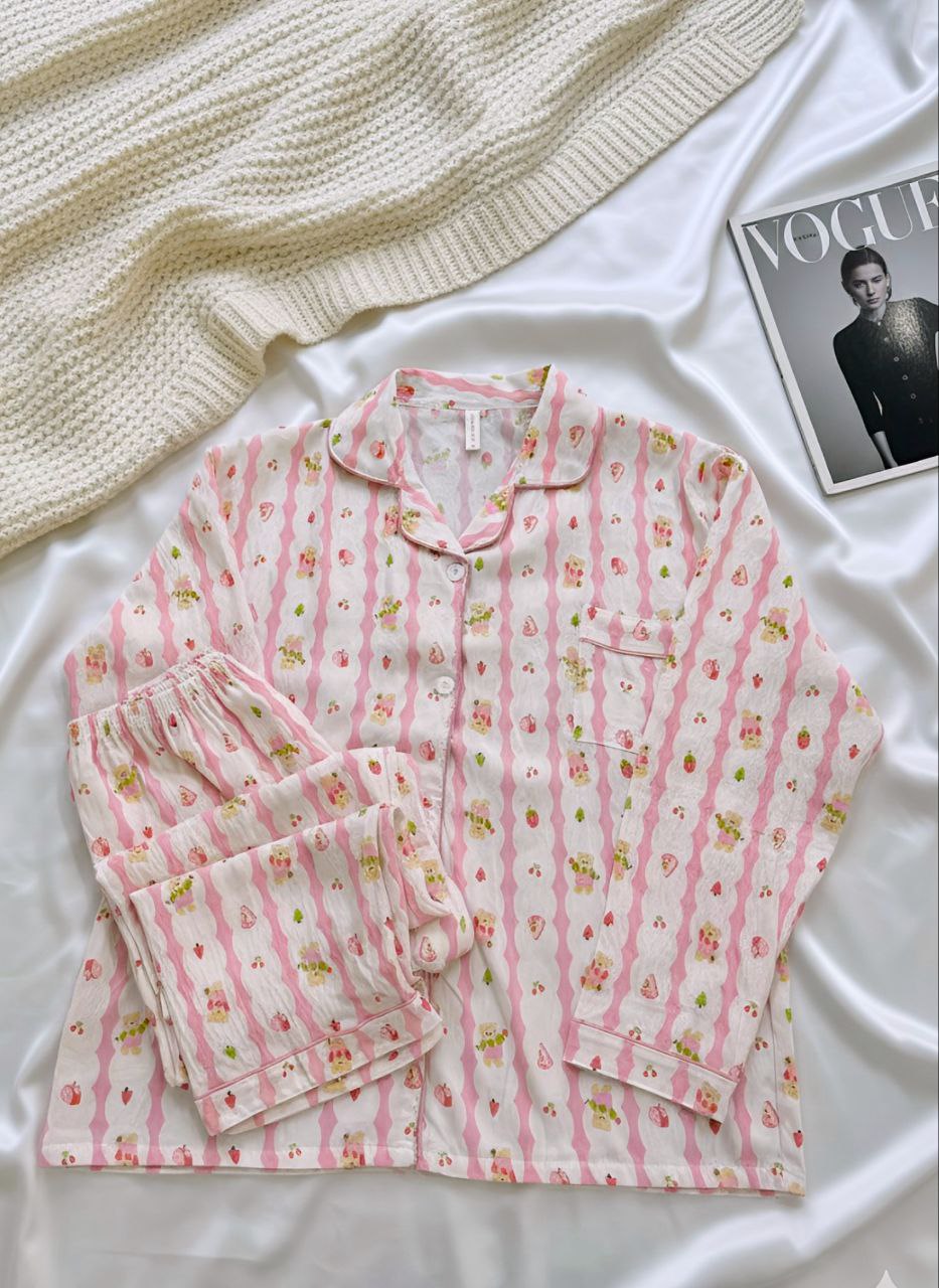 ست دو تیکه موسیلین نخی آستین بلند زنانه کد 418640