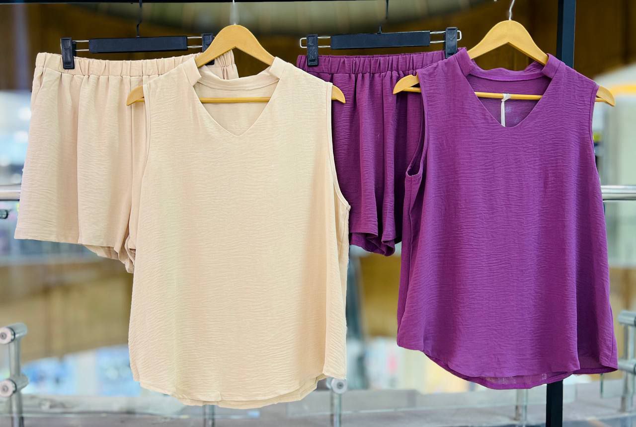 ست دو تیکه بلوز شورتک زنانه مارک shein کد 418642