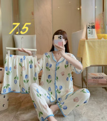 ست سه تیکه نخ کتان زنانه کد 418669