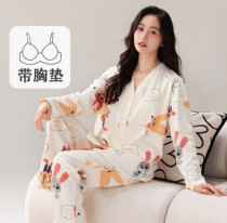 ست بلوز شلوار جلو دکمه دار زنانه کد 418671