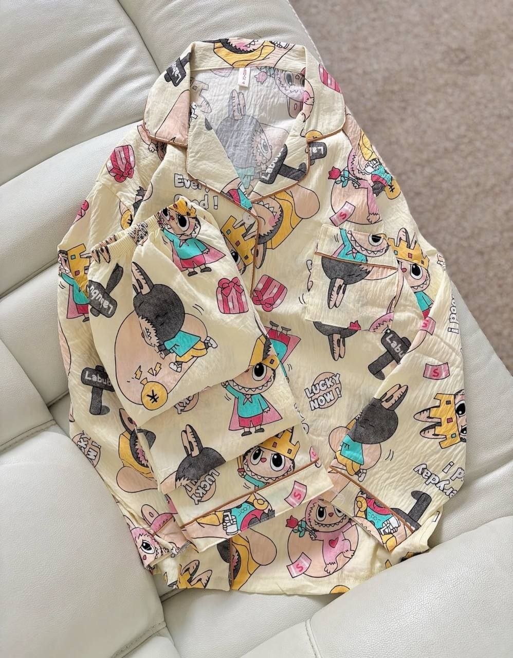 ست دو تیکه موسلین نخی آستین بلند زنانه کد 418711