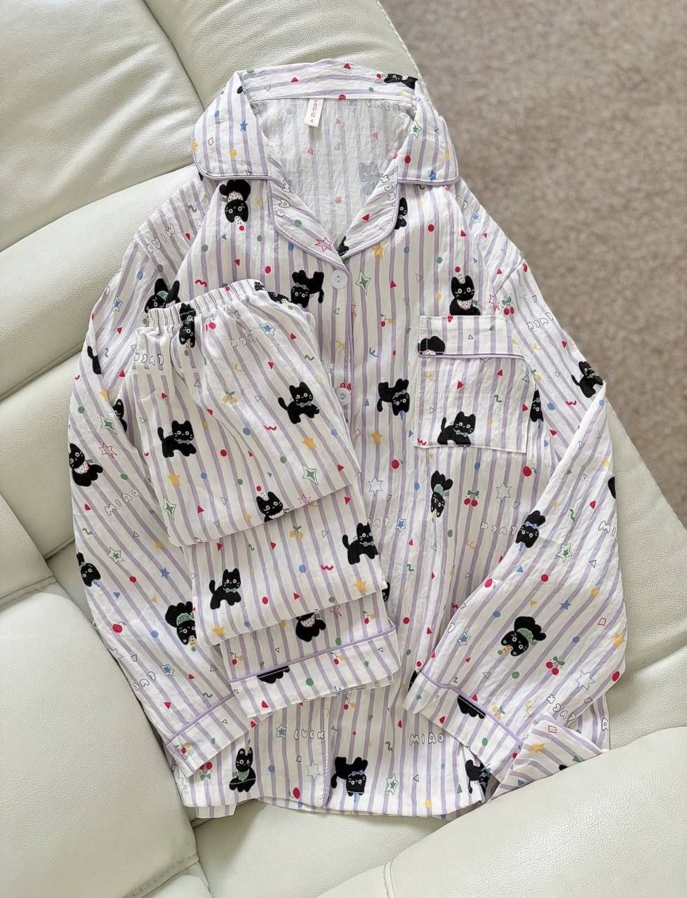 ست دو تیکه موسلین نخی آستین بلند زنانه کد 418712