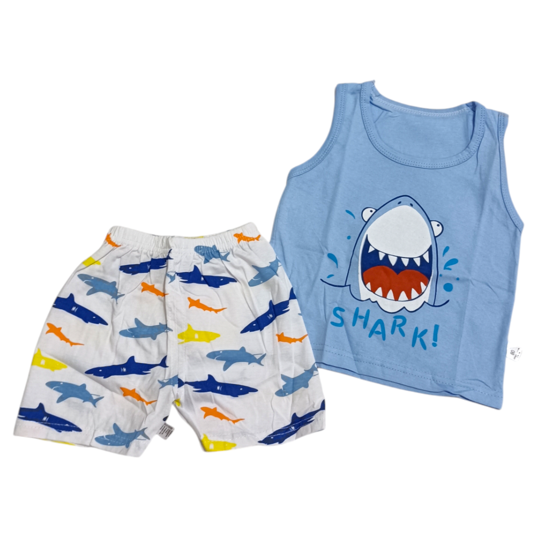 ست شورت و رکابی وارداتی طرح کوسه کد 2205654