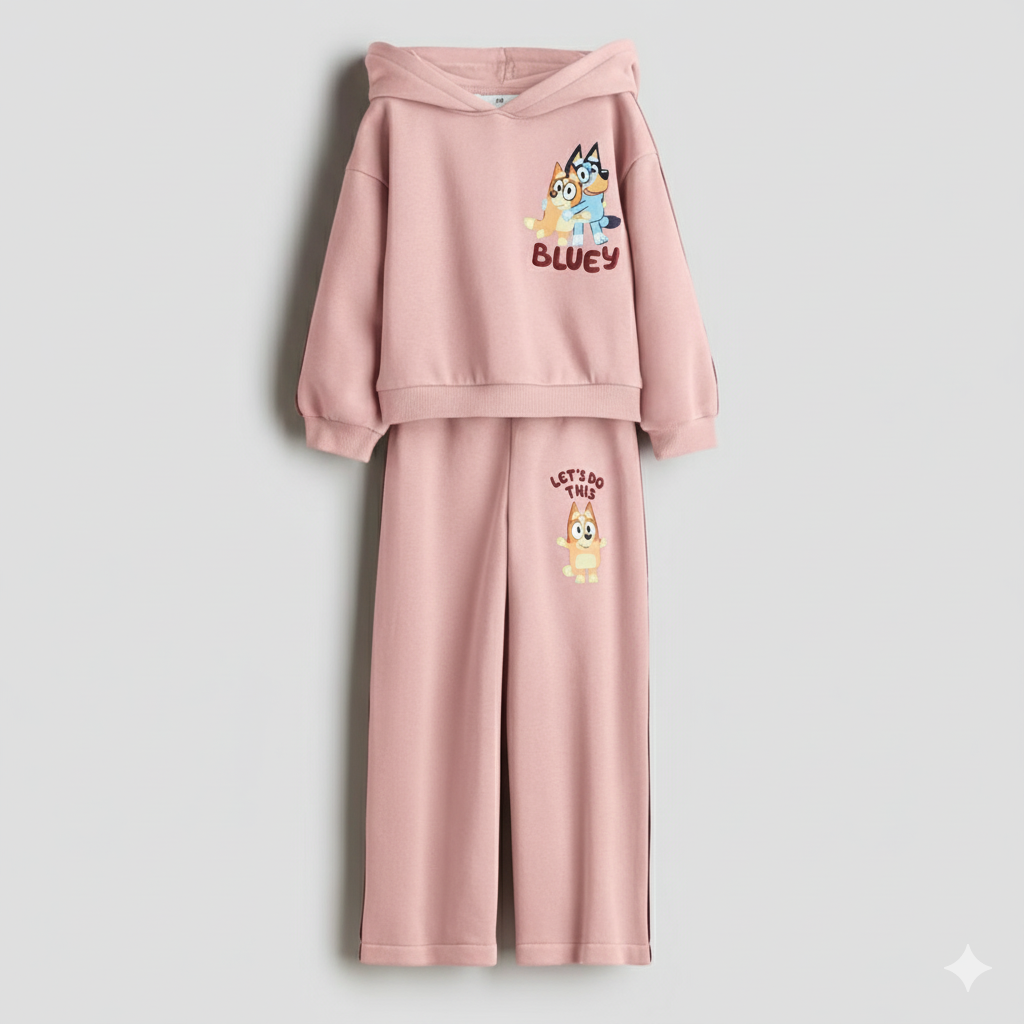 ست هودی و شلوار دخترانه 29603 سایز 2 تا 10 سال کد 2 مارک H&M