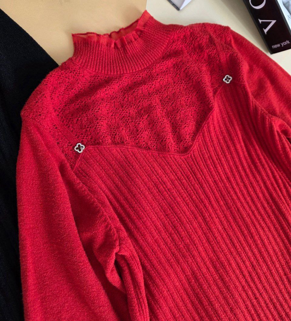 بلوز بافت مجلسی گرم بالا زنانه کد 418736