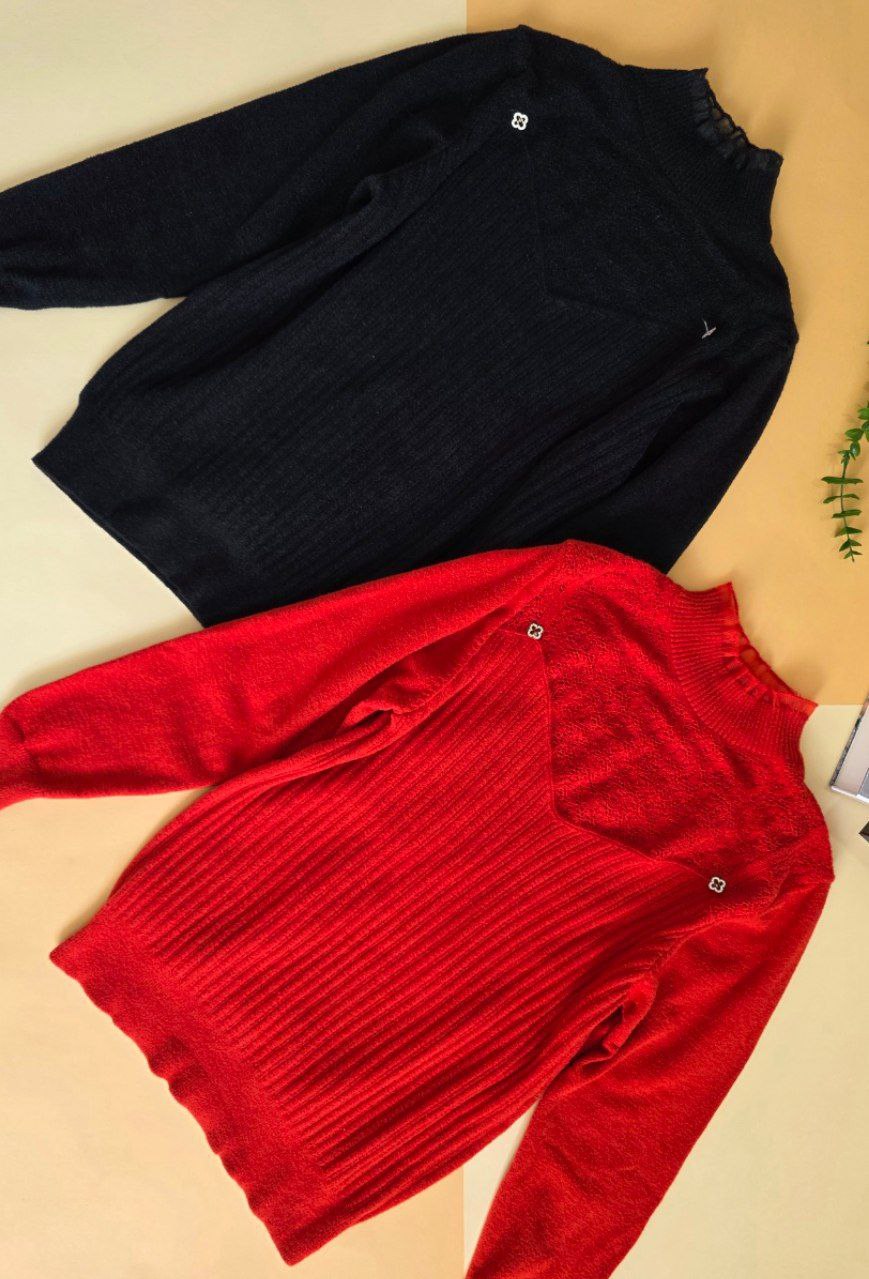 بلوز بافت مجلسی گرم بالا زنانه کد 418736