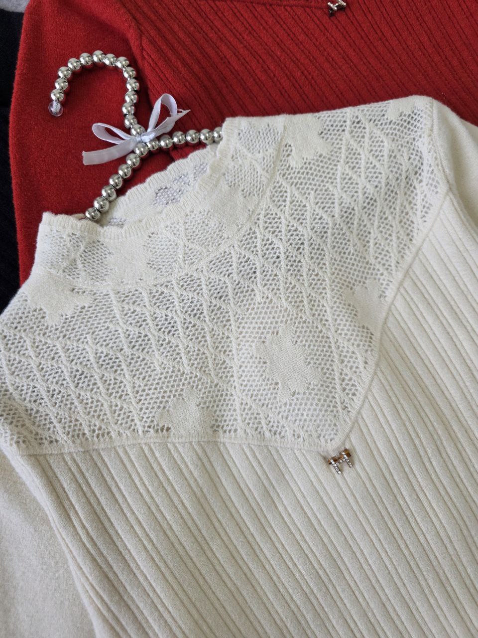 بلوز بافت مجلسی گرم بالا زنانه کد 418751