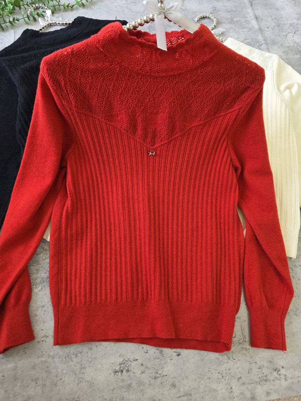 بلوز بافت مجلسی گرم بالا زنانه کد 418751