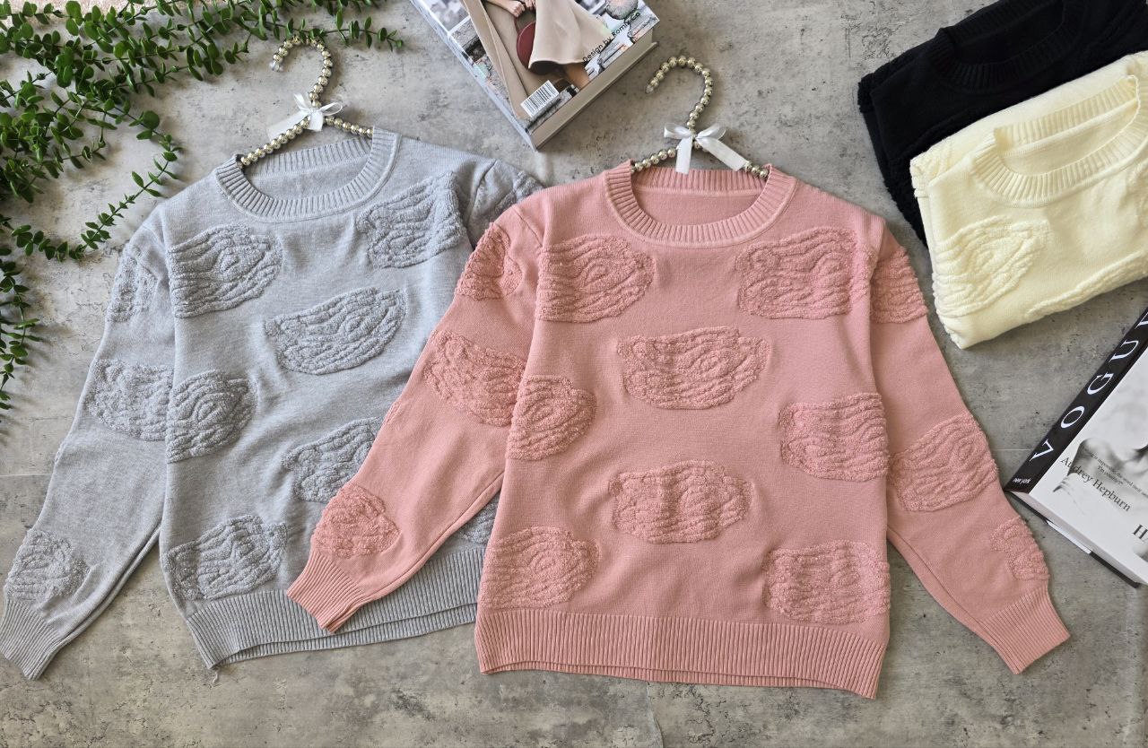 بلوز بافت برجسته گرم بالا زنانه کد 418753