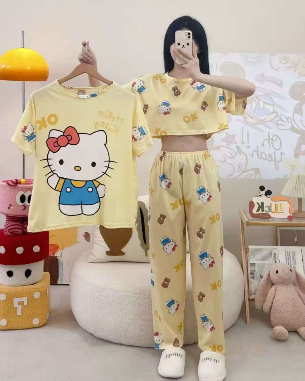 ست سه تیکه تیشرت کراپ شلوار دخترانه کد 418794