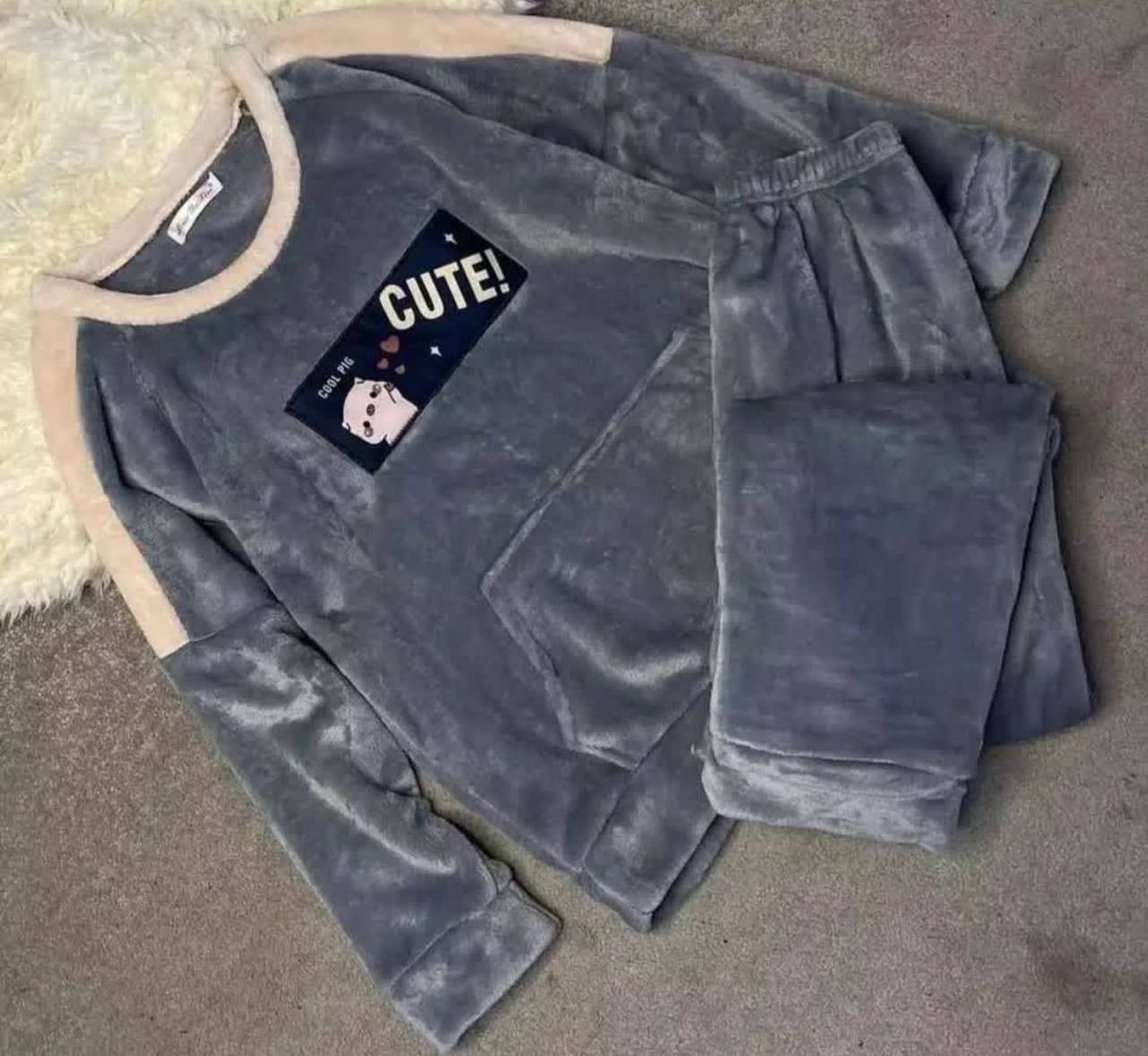 ست تدی گرم بالا طرح هلو کیوت زنانه کد 418816