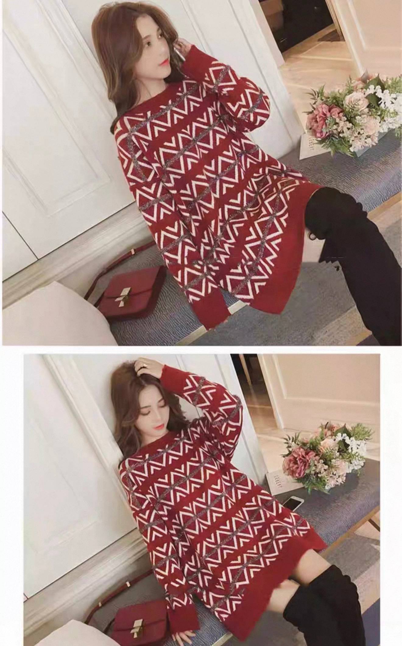 بافت کریسمسی بلند زنانه کد 418855