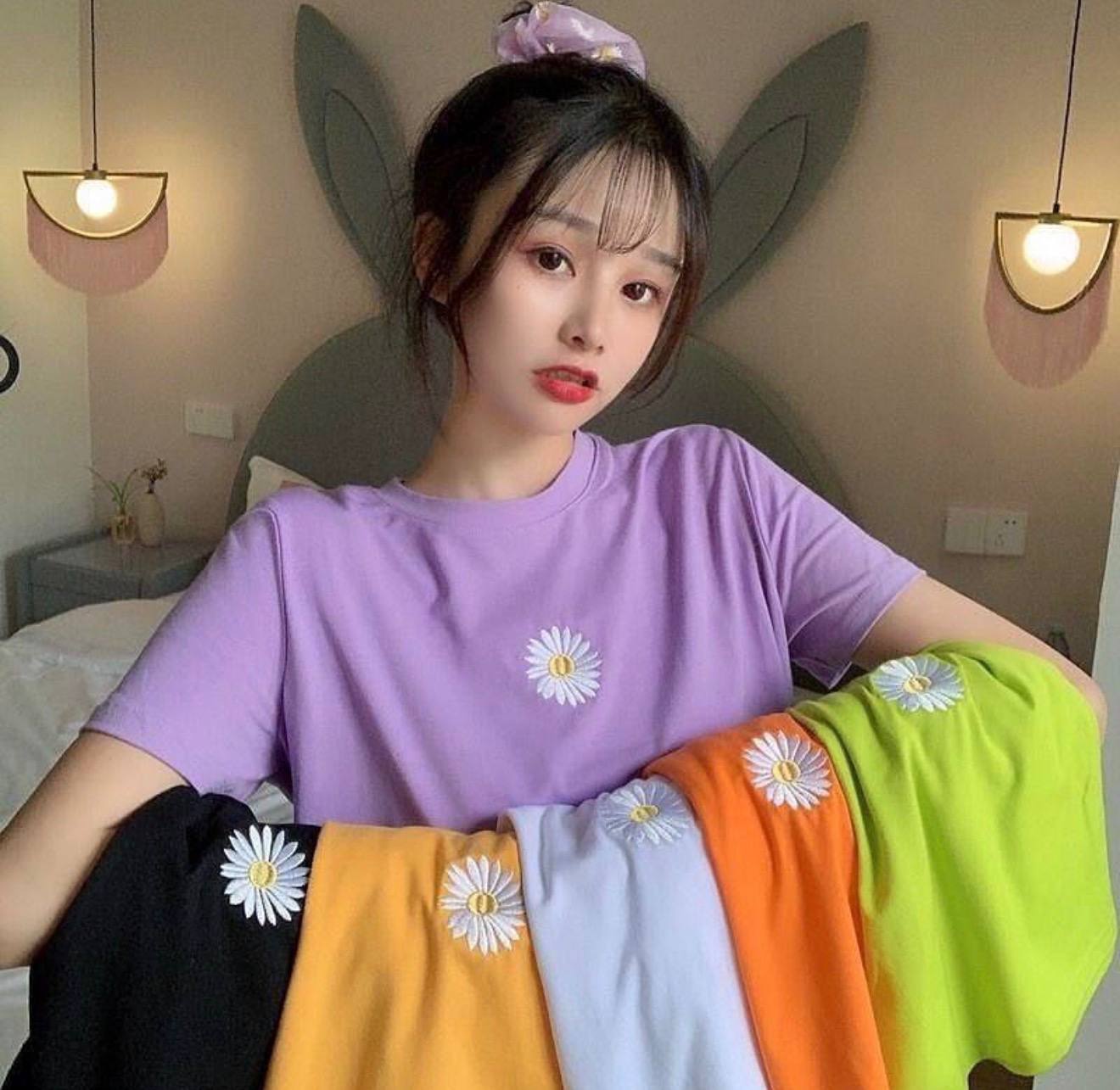 کراپ نخ پنبه طرح بابونه دخترانه کد 418859