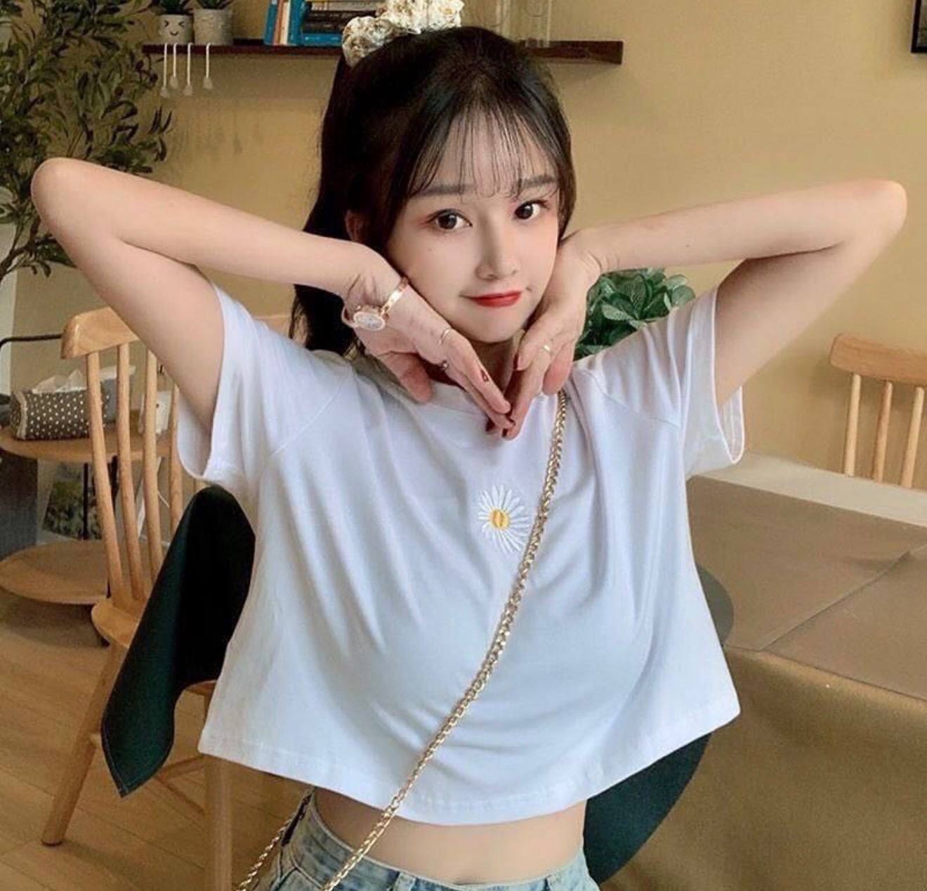 کراپ نخ پنبه طرح بابونه دخترانه کد 418859