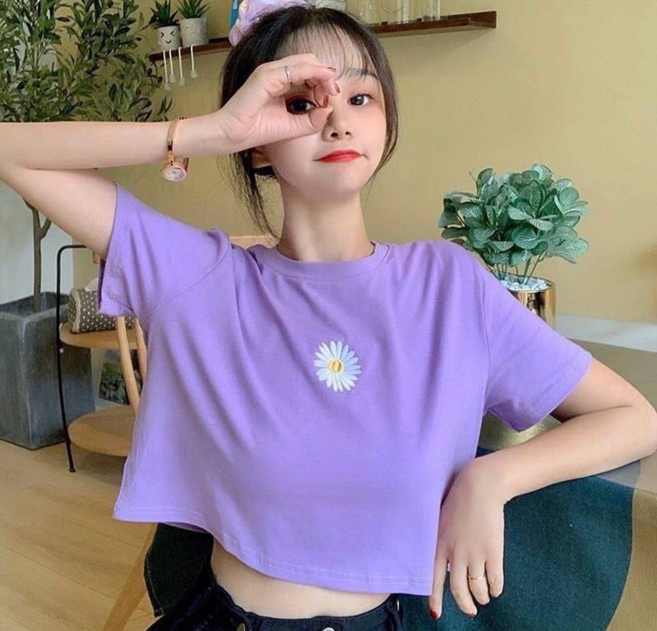 کراپ نخ پنبه طرح بابونه دخترانه کد 418859