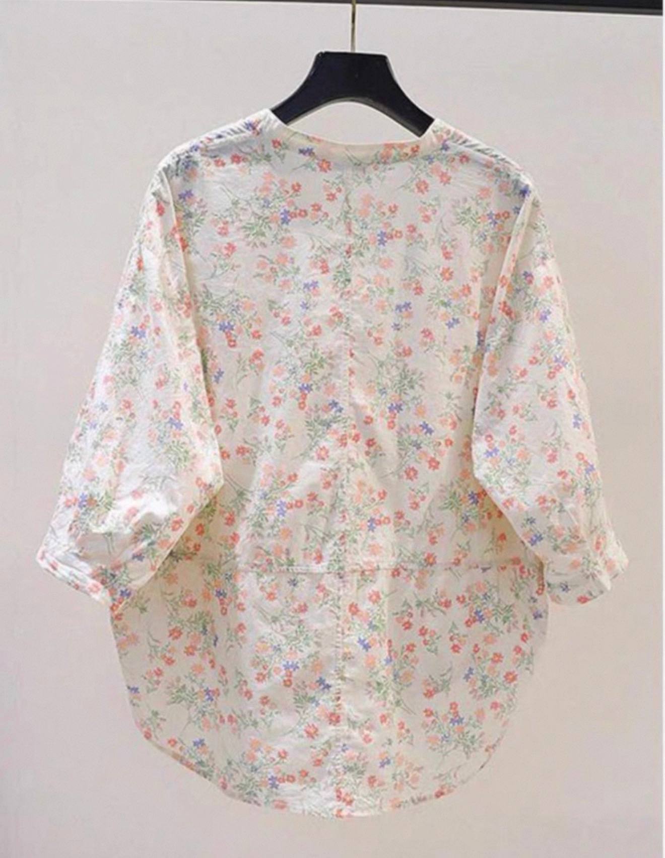 شومیز گل گلی لنین سبک زنانه کد 418860