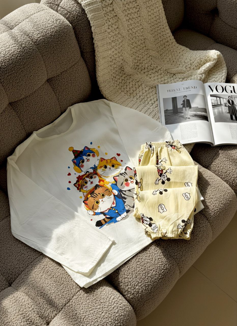 ست دو تیکه نخ کریشه آستین بلند دخترانه کد 418873