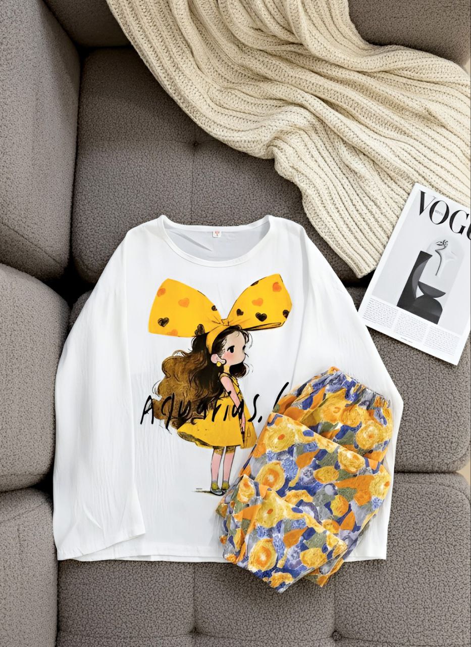 ست دو تیکه نخ کریشه آستین بلند دخترانه کد 418875