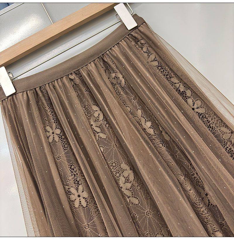 دامن حریر گیپور دار دو رو زنانه کد 418879