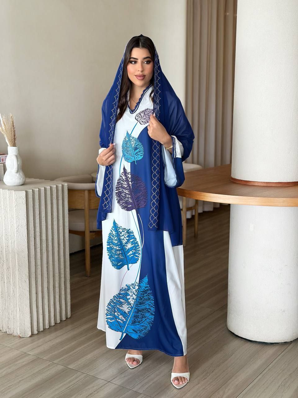 ست لباس و شال ساتن زنانه کد 419137