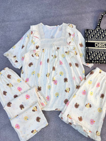 ست سه تیکه نخ موسیلین زنانه کد 419140