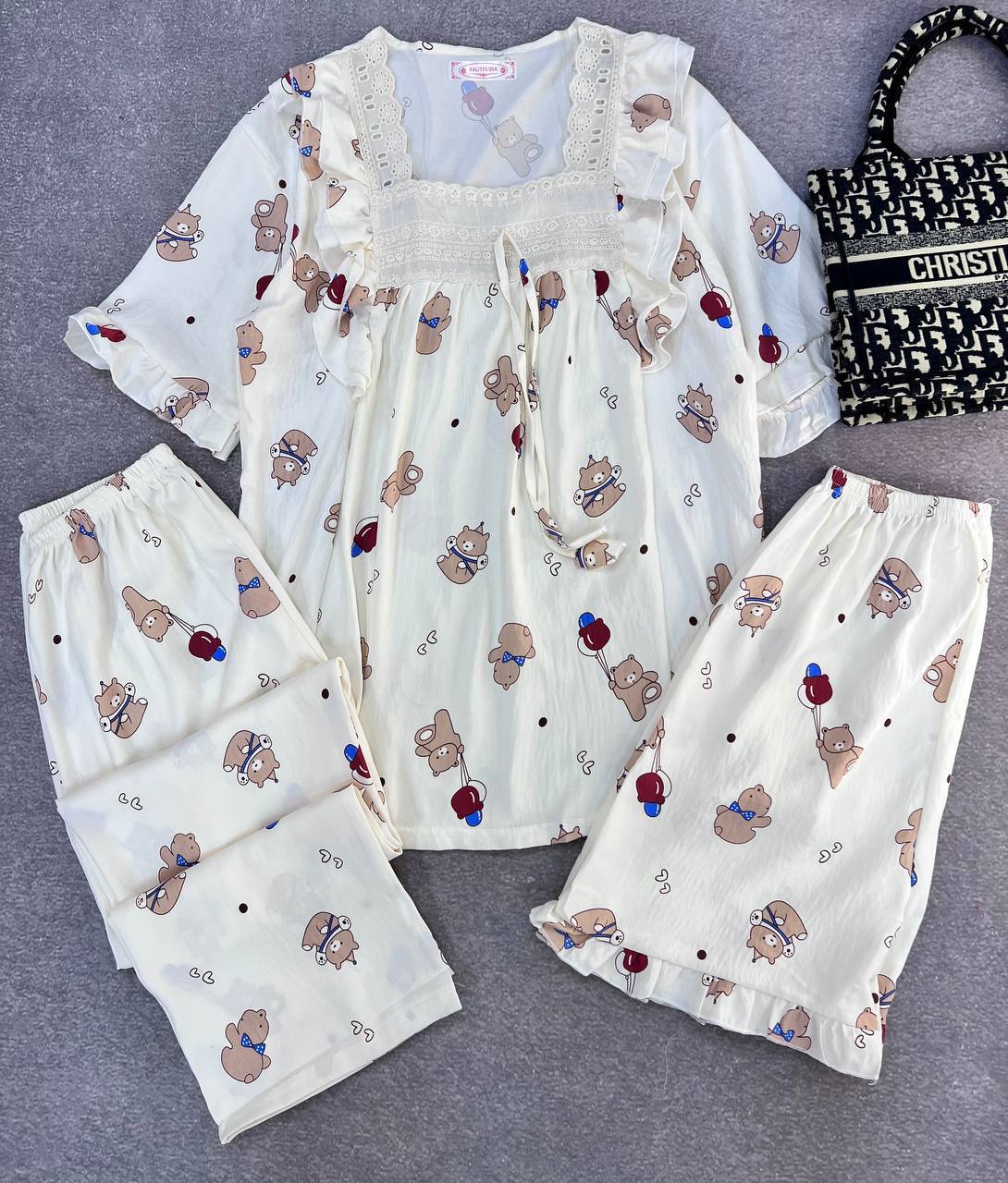 ست سه تیکه نخ موسیلین زنانه کد 419146