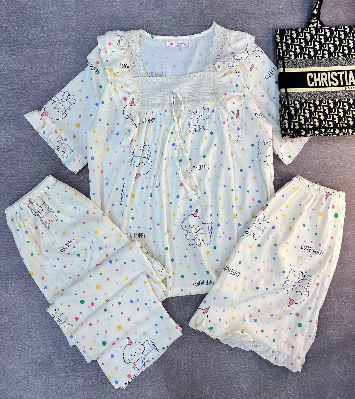 ست سه تیکه نخ موسیلین زنانه کد 419147