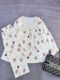 ست دو تیکه نخ موسلین آستین بلند زنانه کد 419149